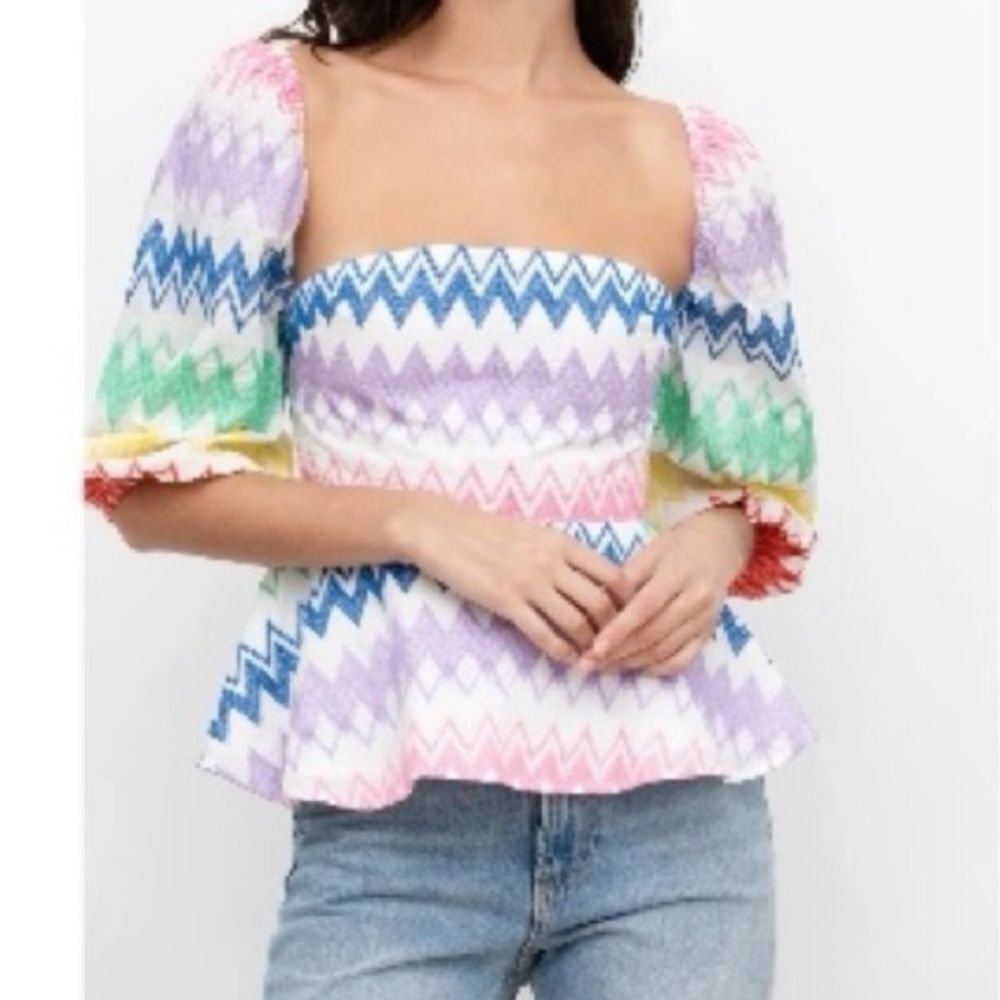 ANTHROPOLOGIE | YUMI KIM New Cherise Embroidered Puff Sleeve Top Women’s Size M